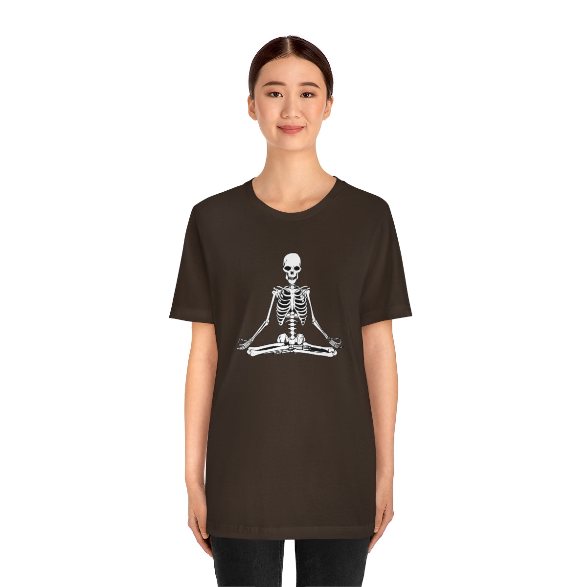 Meditating Yoga Skeleton TShirt, Funny Shirt, Namaste Skeleton, Halloween Lover Gift on Unisex Jersey Short Sleeve Tee