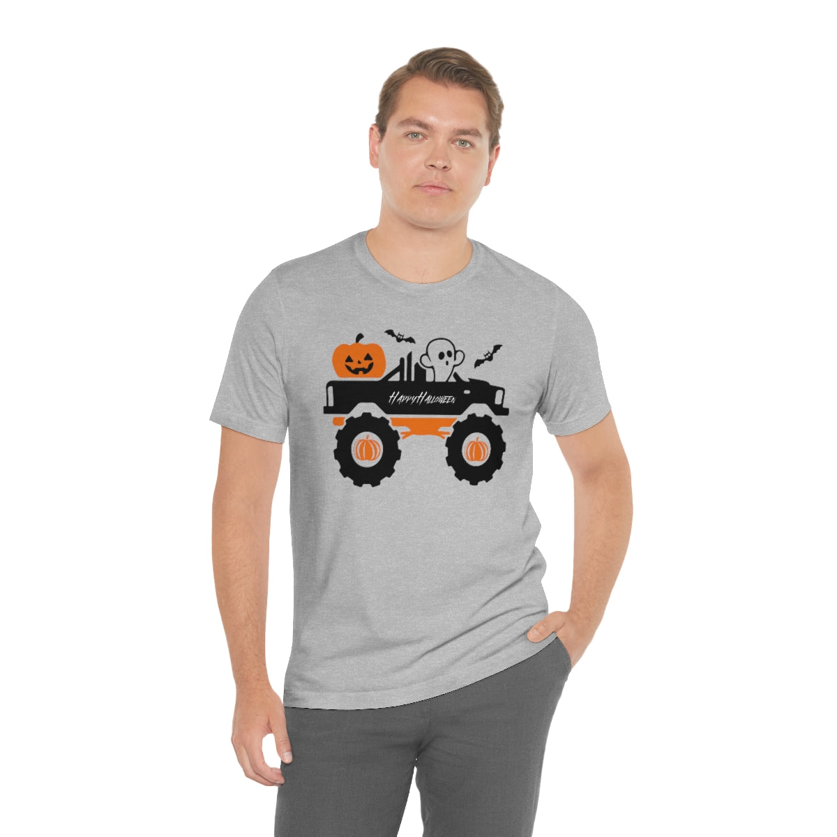 Big Rig Ghost Happy Halloween, Pumpkin Tshirt, Funny TShirt Design on Unisex Jersey Short Sleeve Tee