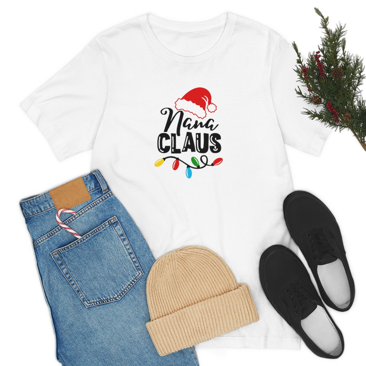 Nana Claus Christmas Tshirt Design | Holiday TShirt | Christmas T-Shirt | Funny Christmas Design on Unisex Jersey Short Sleeve Tee