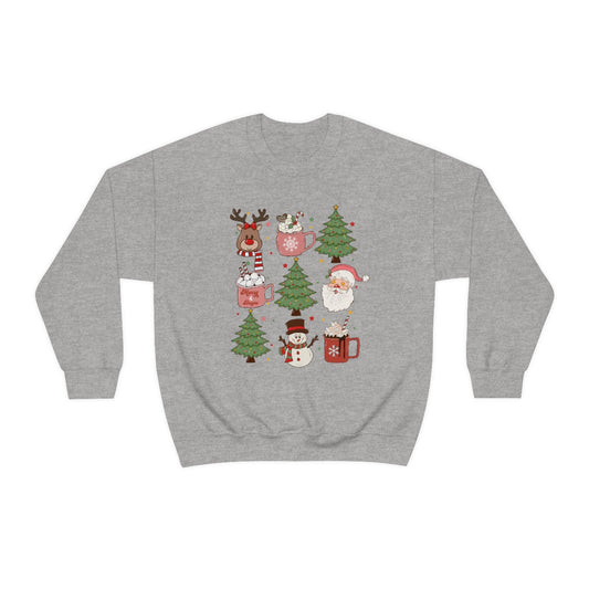 Cute Snowman Santa Reindeer Christmas Xmas Holiday Sweatshirt