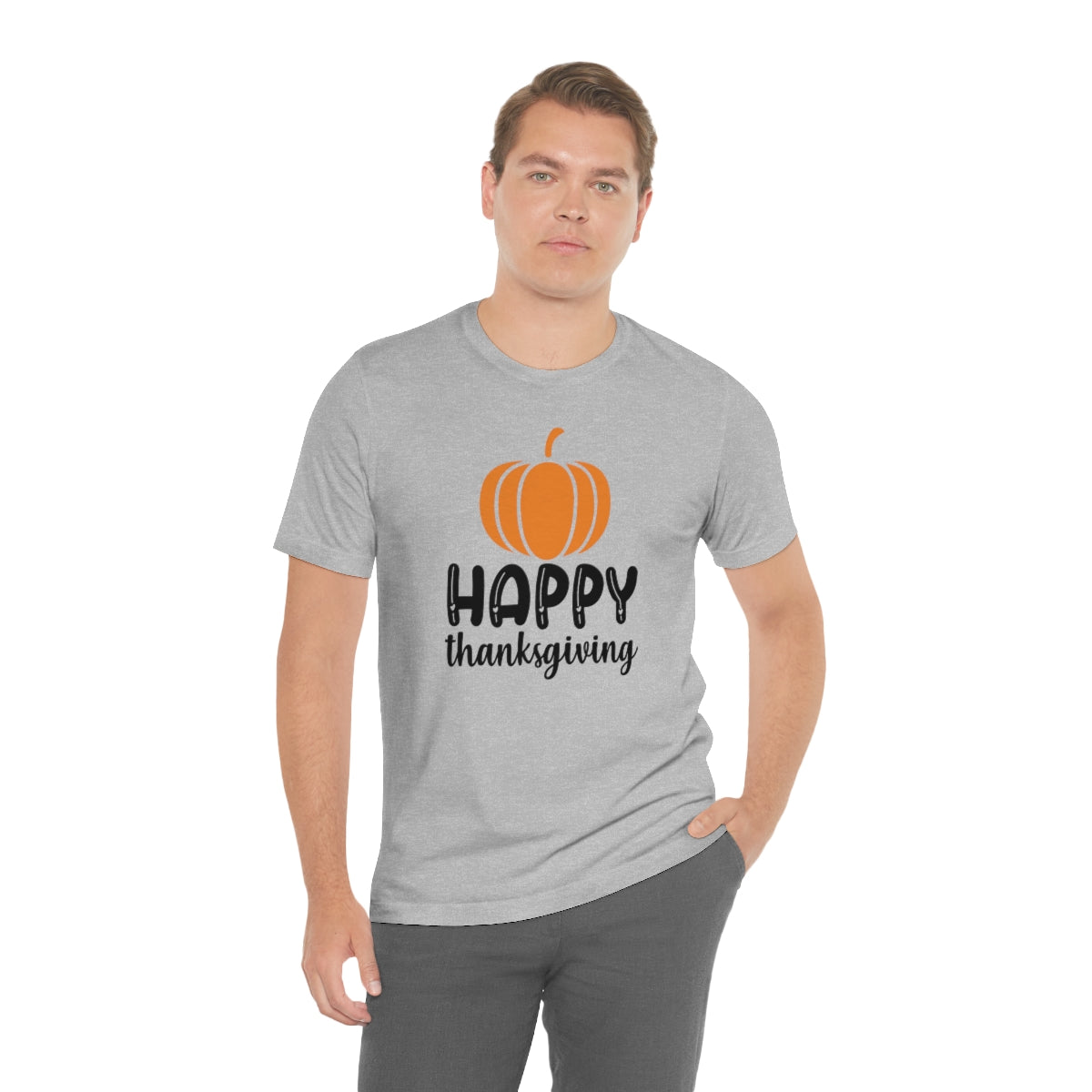 Happy Thanksgiving Pumpkin Tshirt Design | Thanksgiving TShirt | Thanksgiving T-Shirt | Thanksgiving Teeshirt Design on Unisex Jersey Short Sleeve Tee