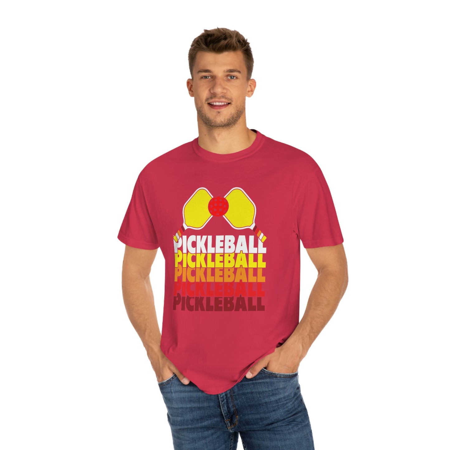 Pickleball Rackets Cool Yellow Retro Design Tshirt