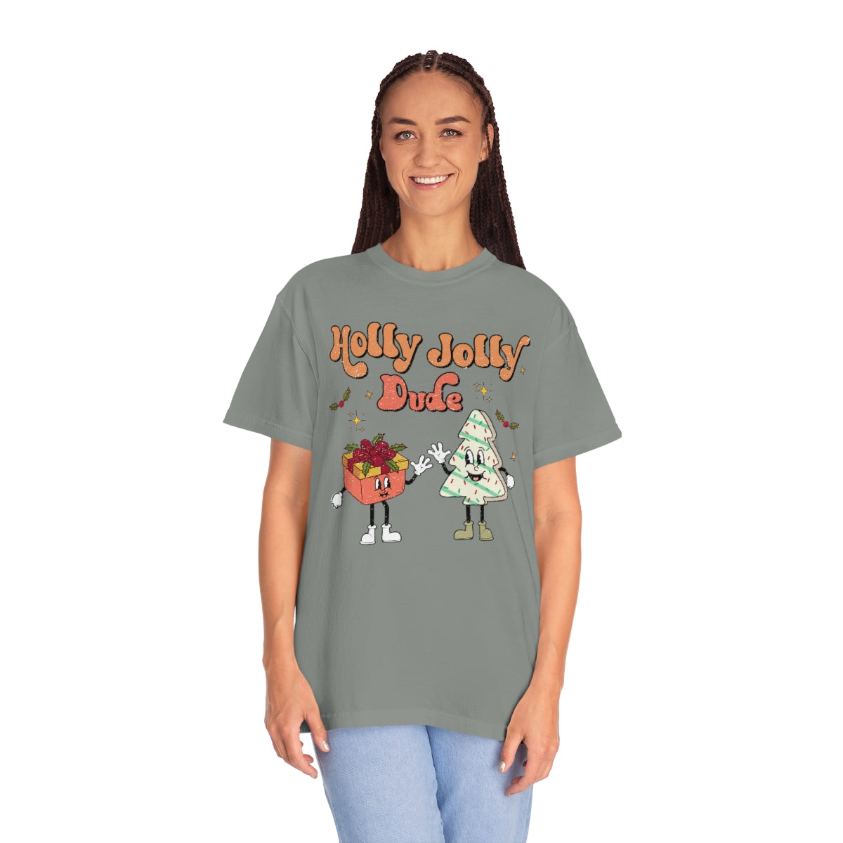 Holly Jolly Dude Retro Christmas Tshirt