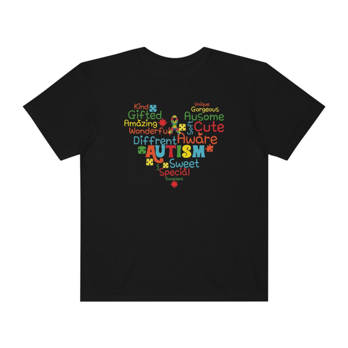 Cute Heart with Encouraging Words Autism Awareness Tshirt