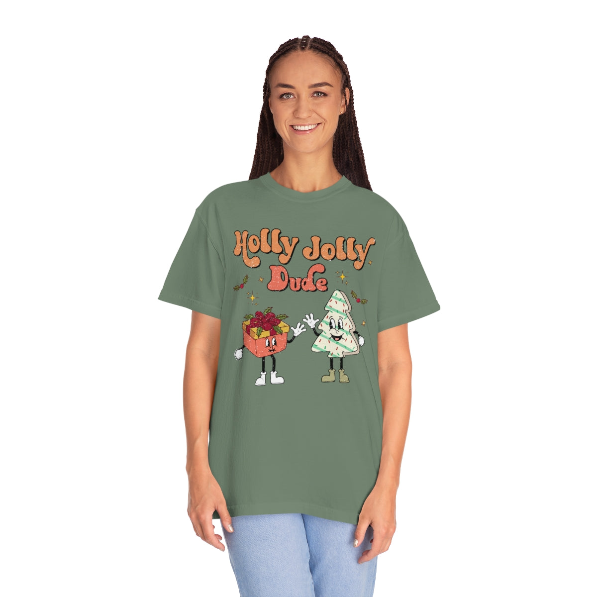 Holly Jolly Dude Retro Christmas Tshirt