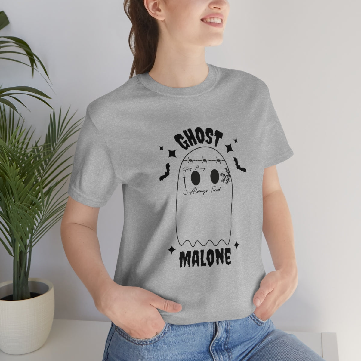 Ghost Malone Cool Halloween Tshirt, Funny Halloween T-Shirt Design on Unisex Jersey Short Sleeve Tee