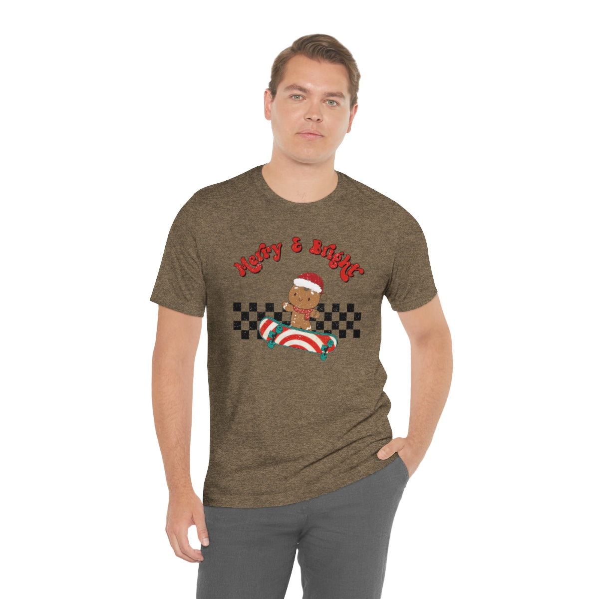 Merry & Bright Skating Gingerbread Christmas Tshirt