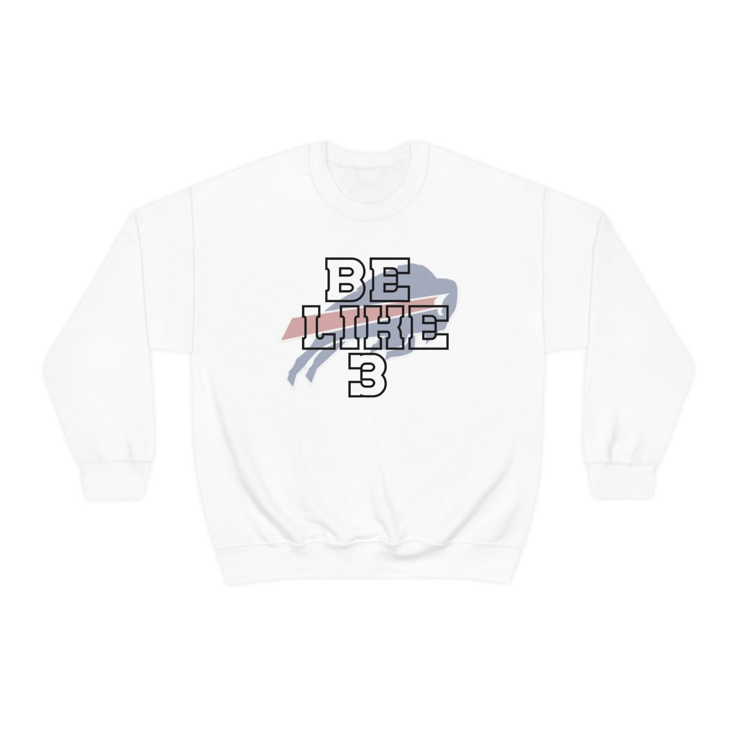 Be Like #3 Damar Hamlin Black Outline Buffalo Bills Logo Crewneck Sweatshirt