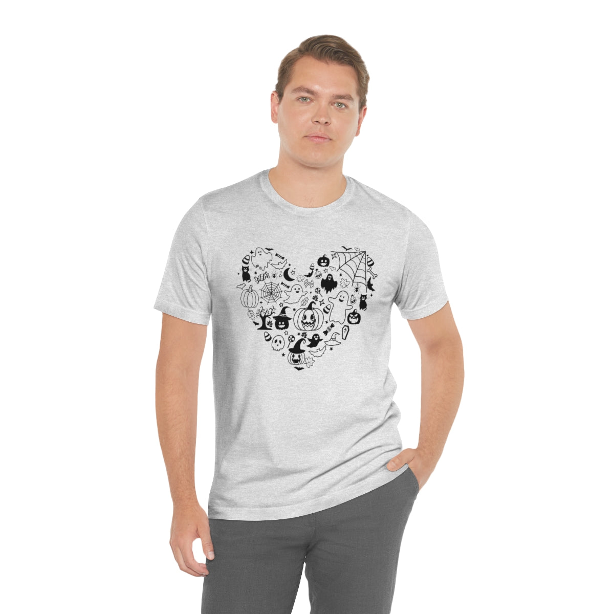 Heart Happy Halloween Tshirt Design on Unisex Jersey Short Sleeve Tee