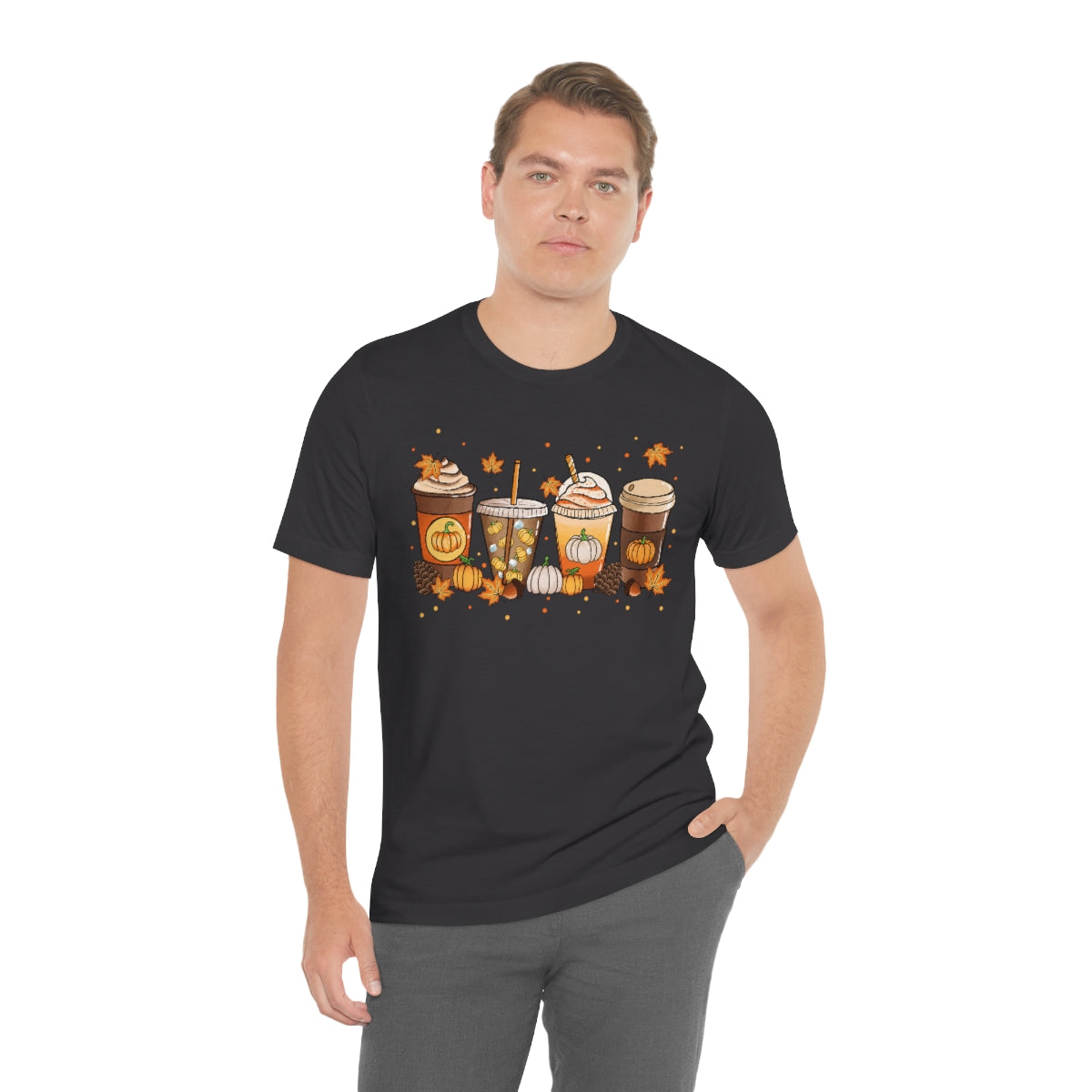 Fall Coffee Shirt Pumpkin Spice Coffee Design Short Sleeve Tshirt