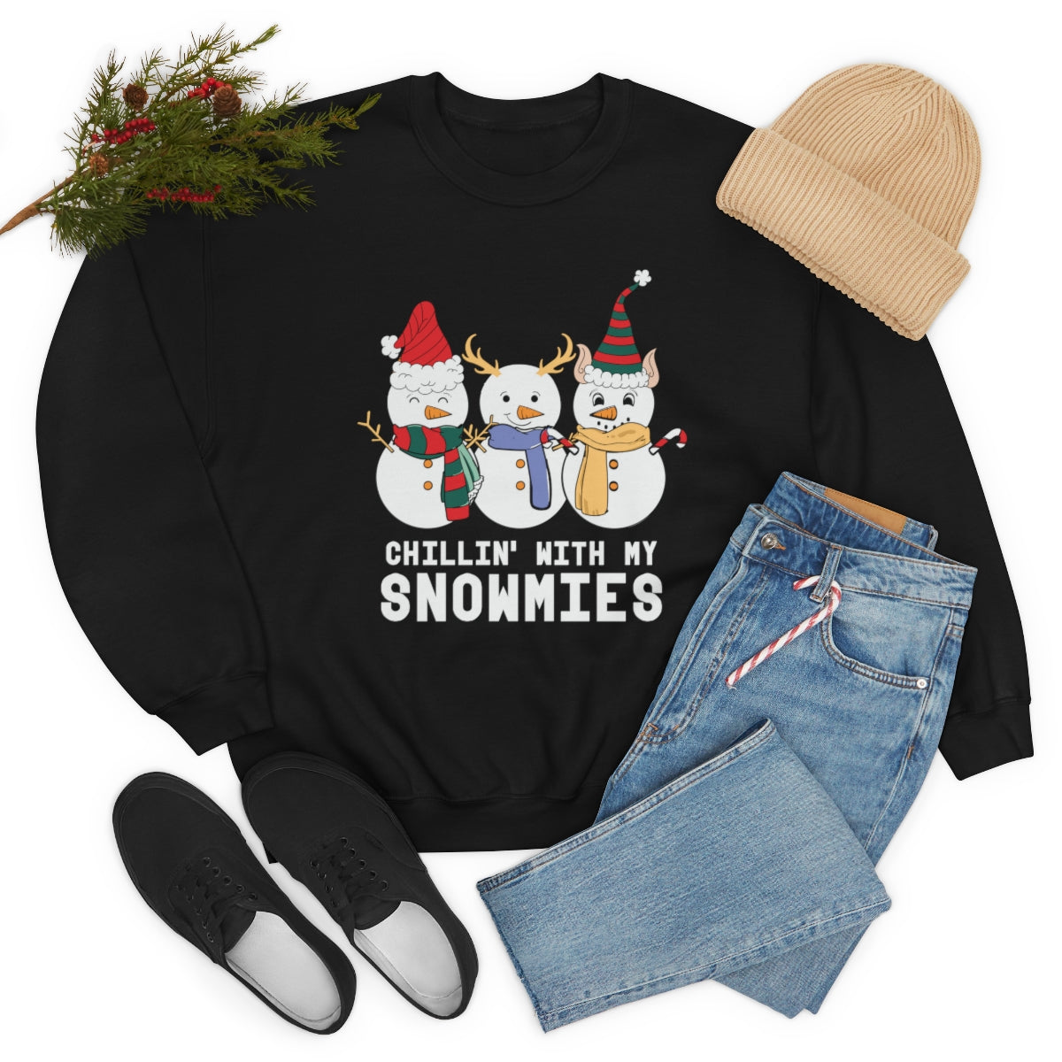 Chillin With My Snowmies Cute Snowman Christmas Sweatshirt