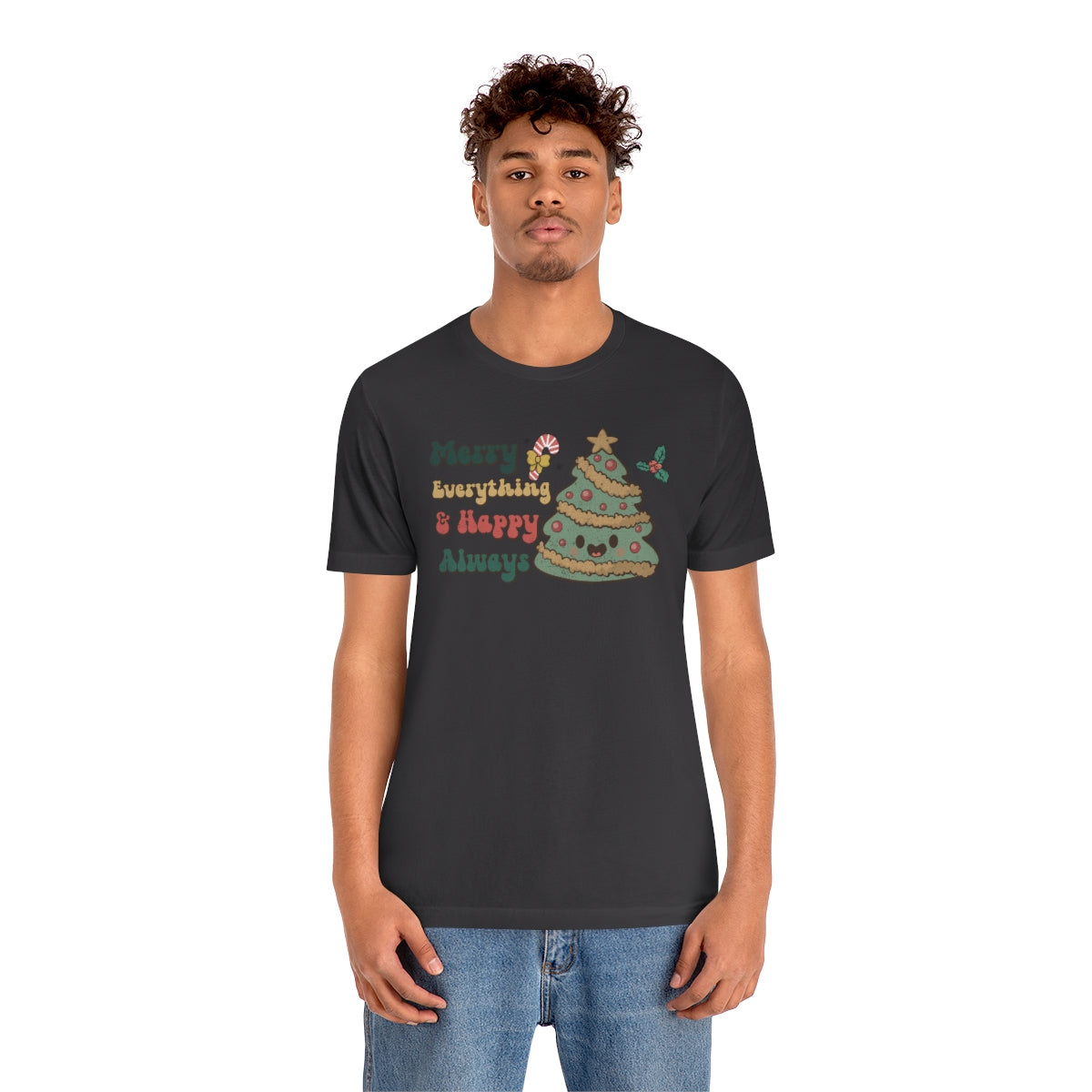 Merry Everything Tree Retro Christmas Tshirt