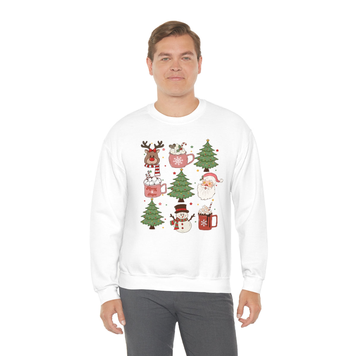 Cute Snowman Santa Reindeer Christmas Xmas Holiday Sweatshirt