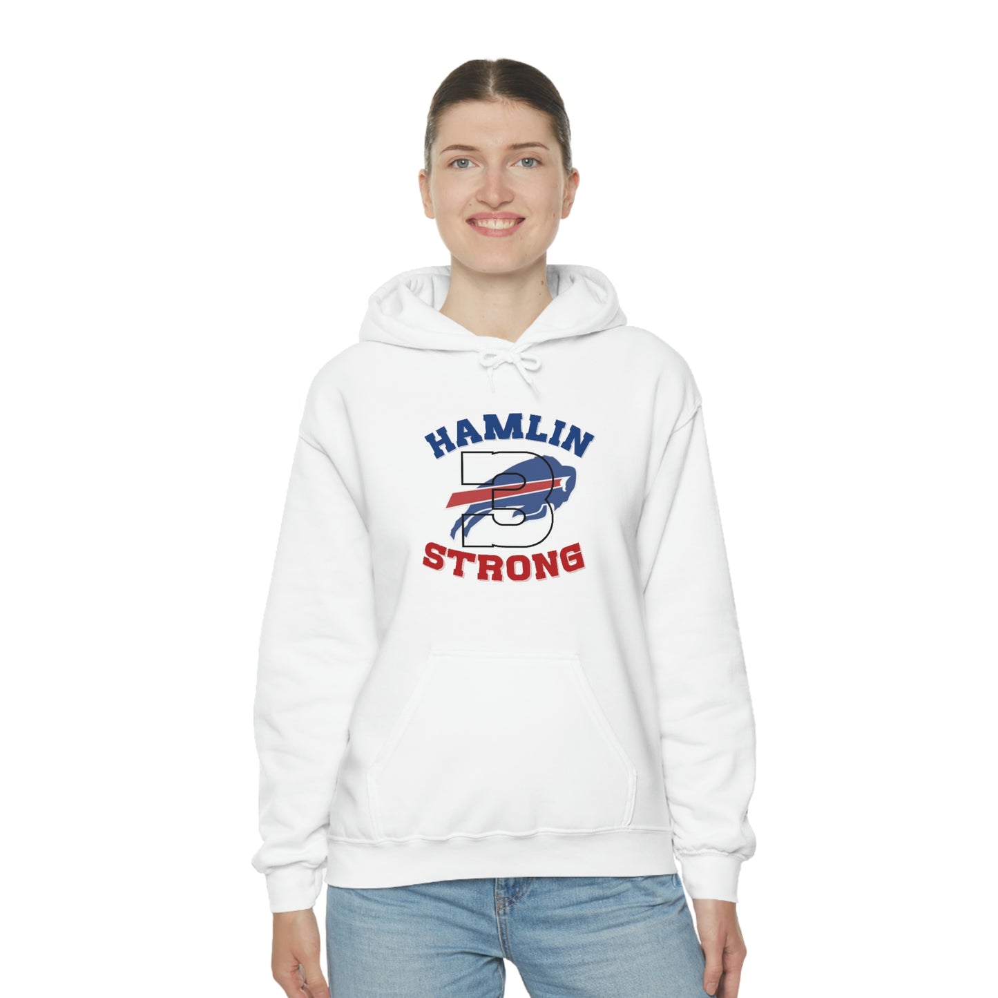 Hamlin Strong #3 Damar Hamlin Support Buffalo Bills Logo Hooded Sweatshirt