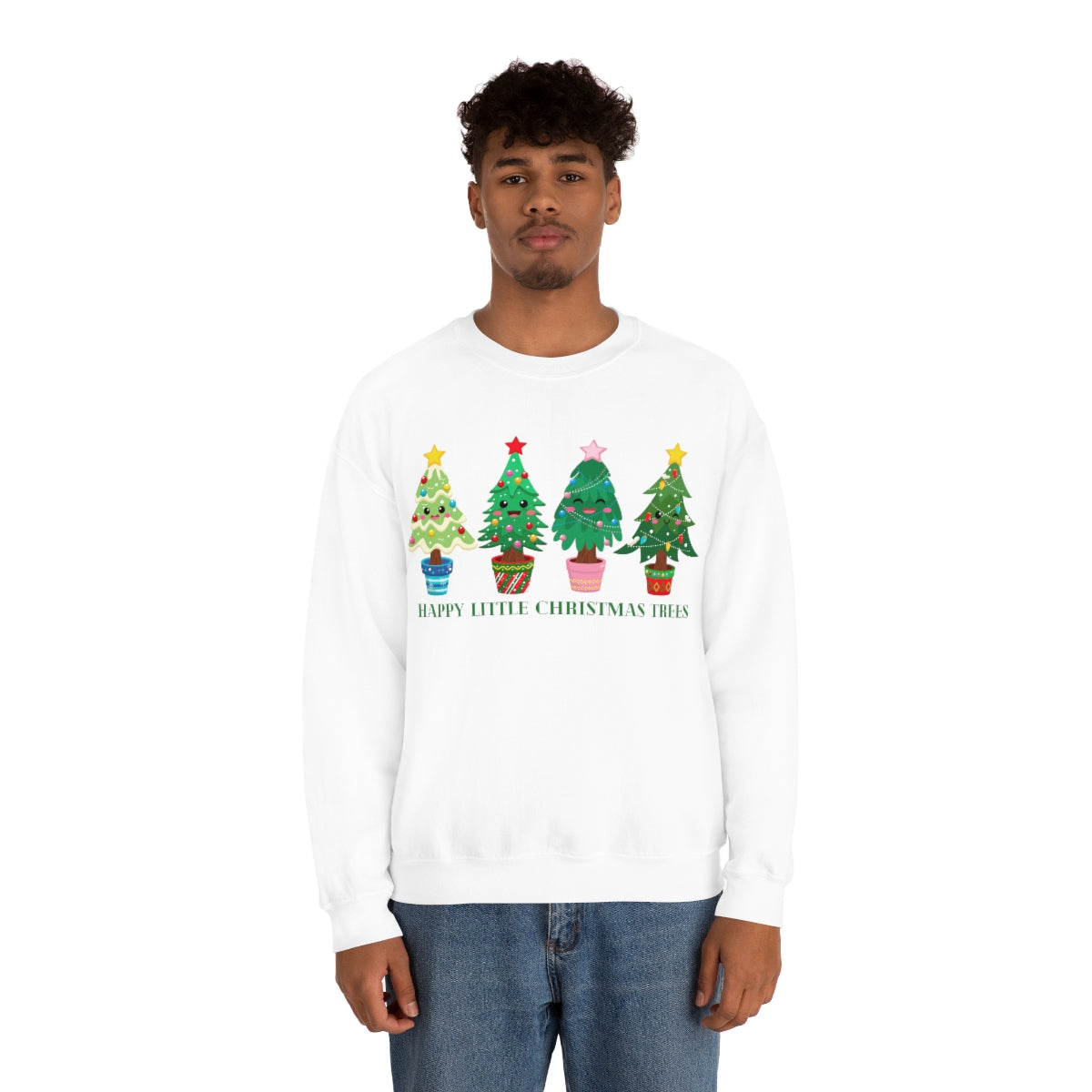 Happy Little Christmas Trees Xmas Holiday Sweatshirt