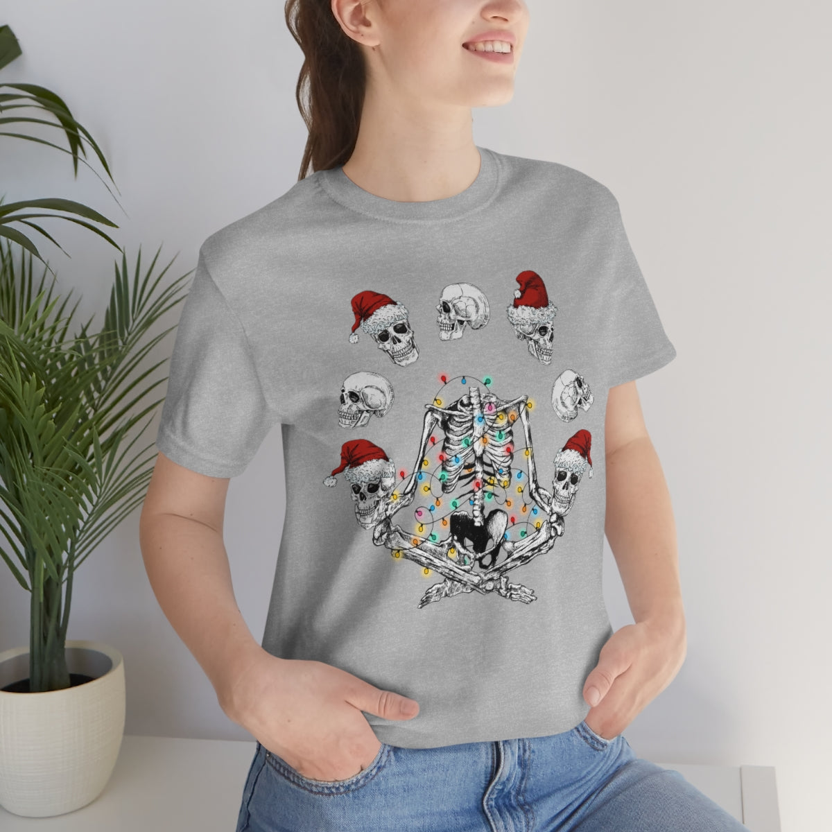 Yoga Skeleton Juggling Heads Christmas Tshirt