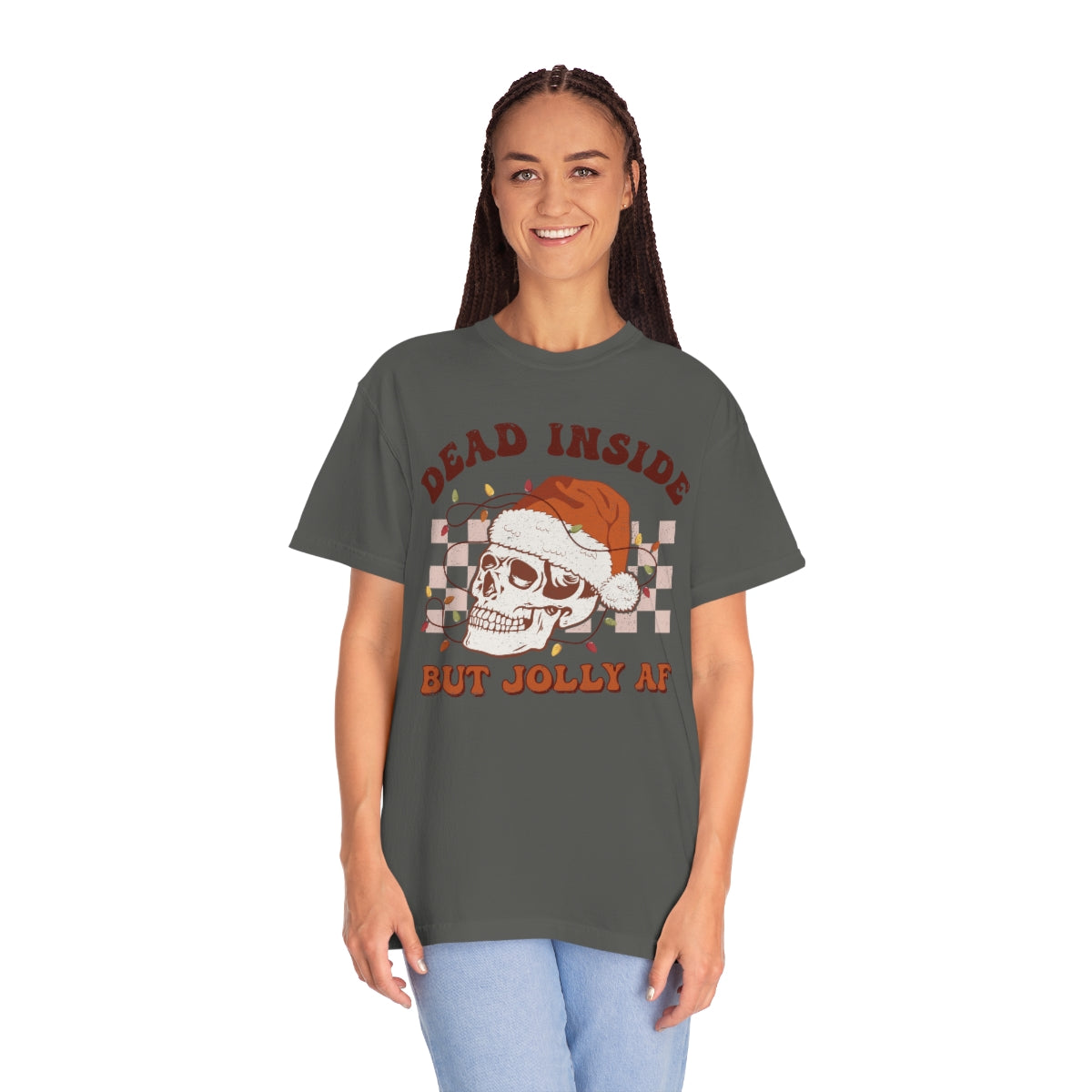 Dead Inside But Jolly AF Shirt Dead Inside Skeleton Funny Christmas Tshirt