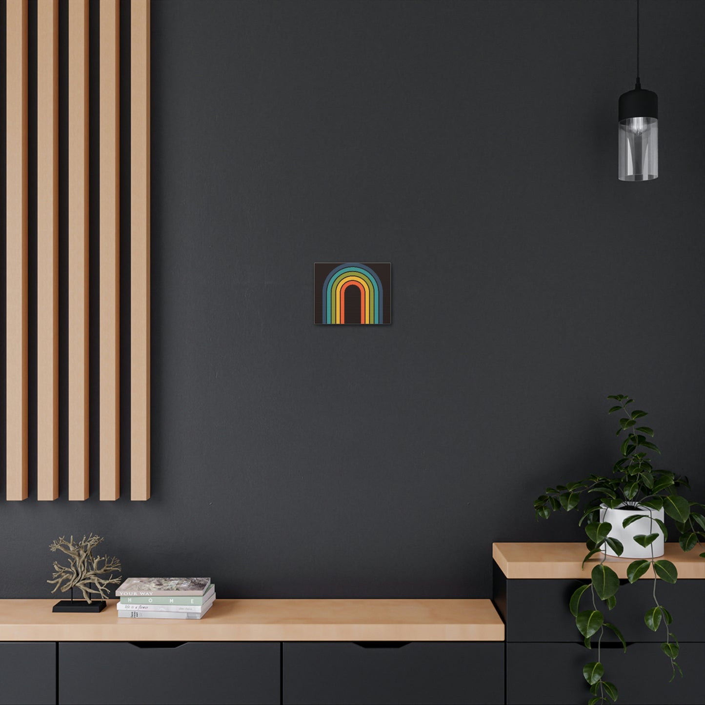 Black Green Orange Yellow Rainbow Retro 70's Inspired Gallery Wall Wrap Art Print