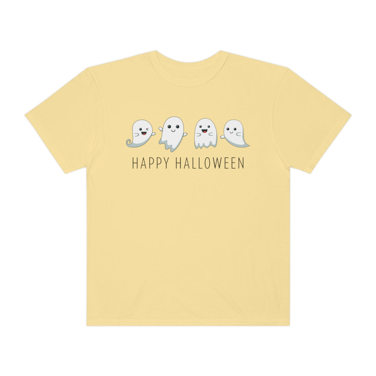 Happy Halloween Cute Ghost Tshirt Design on Unisex Garment-Dyed T-shirt