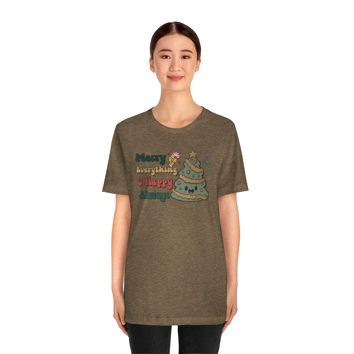 Merry Everything Tree Retro Christmas Tshirt