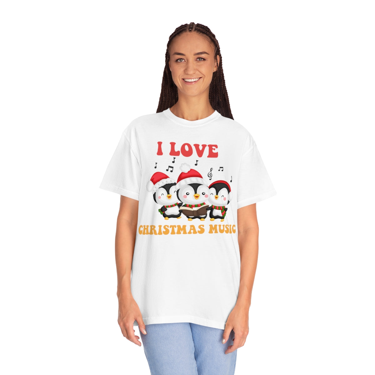 Cute I love Christmas Music Singing Caroling Penguins Holiday Xmas TShirt