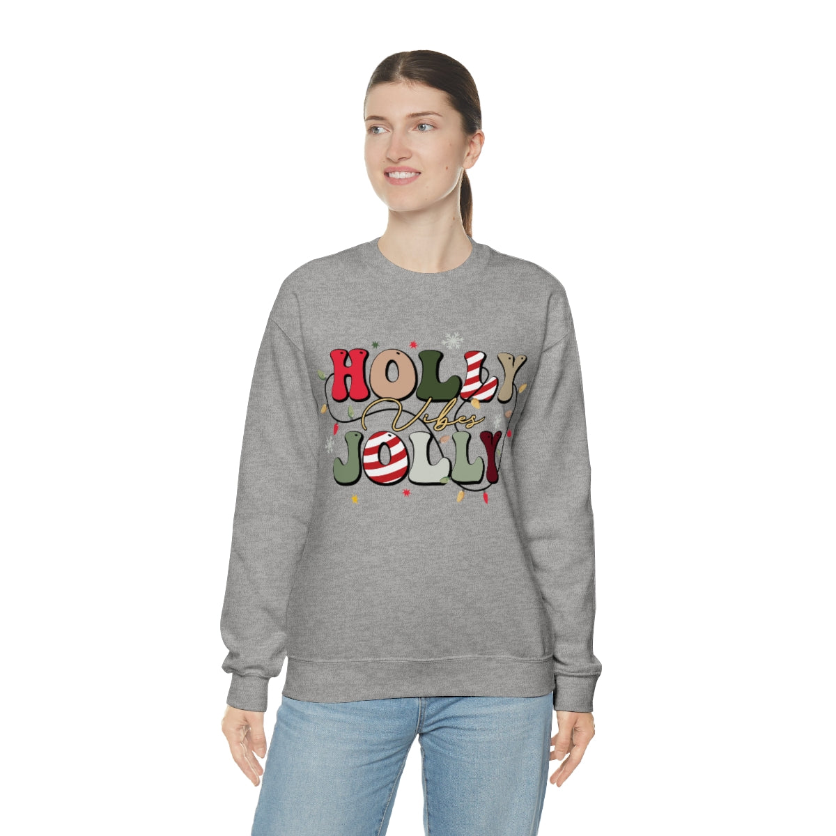 Holly Jolly Vibes with Lights Christmas Sweatshirt