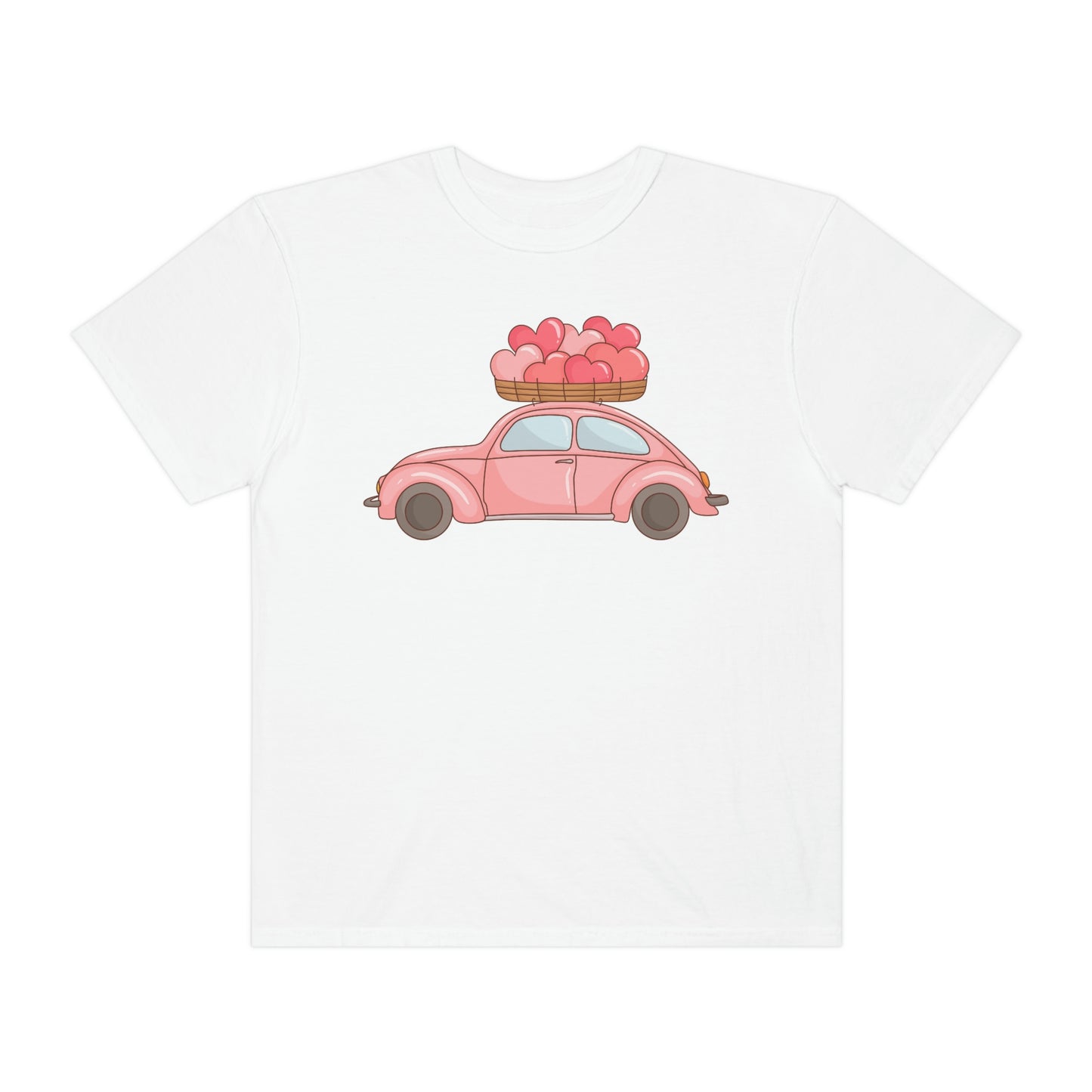 Cute Beetle Car Retro Car Bug with Hearts Valentines Day Tshirt