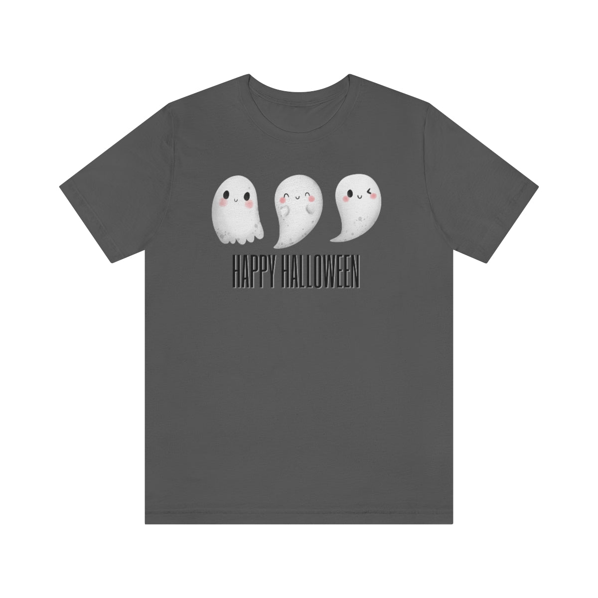 Three Ghosts Cute Happy Halloween Tshirt, Funny TShirt Design on Unisex Jersey Short Sleeve Tee