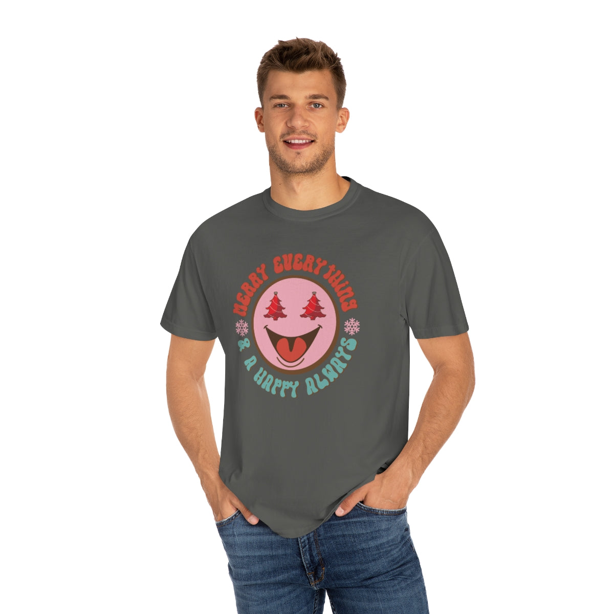 Merry Everything Happy Always Happy Face Retro Christmas Tshirt