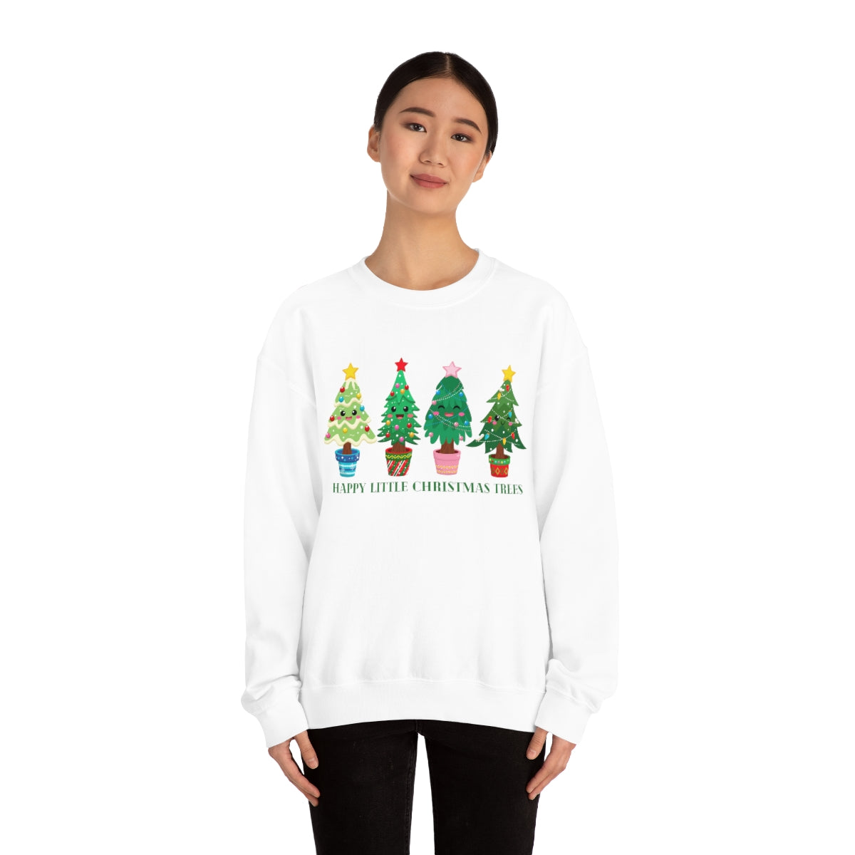 Happy Little Christmas Trees Xmas Holiday Sweatshirt