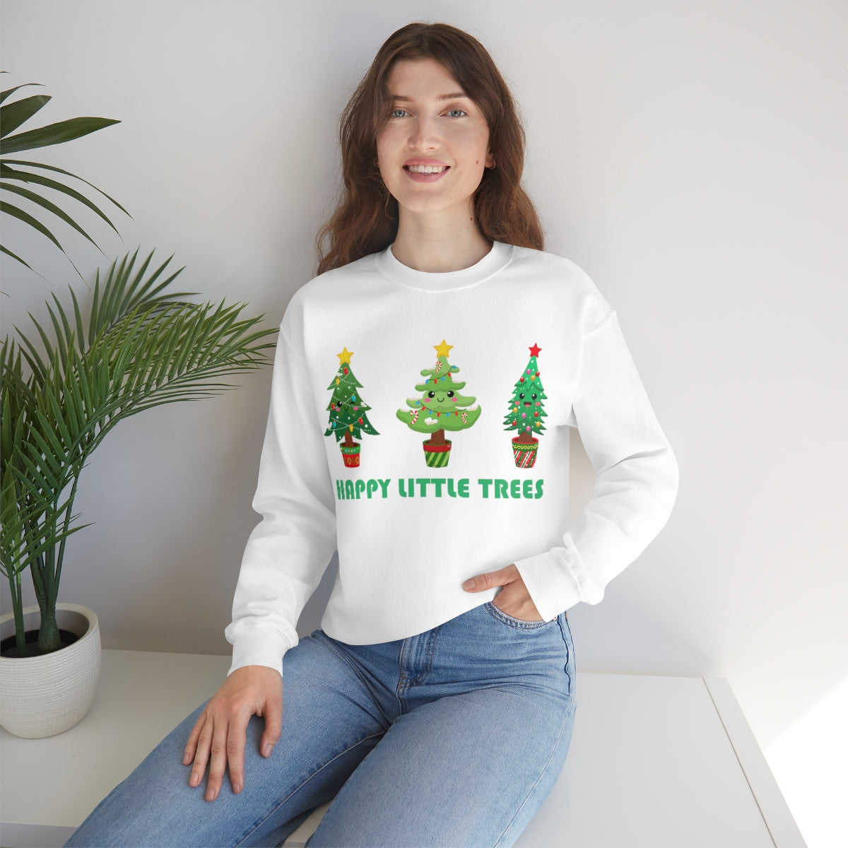 Cute Happy Little Christmas Xmas Trees Sweatshirt