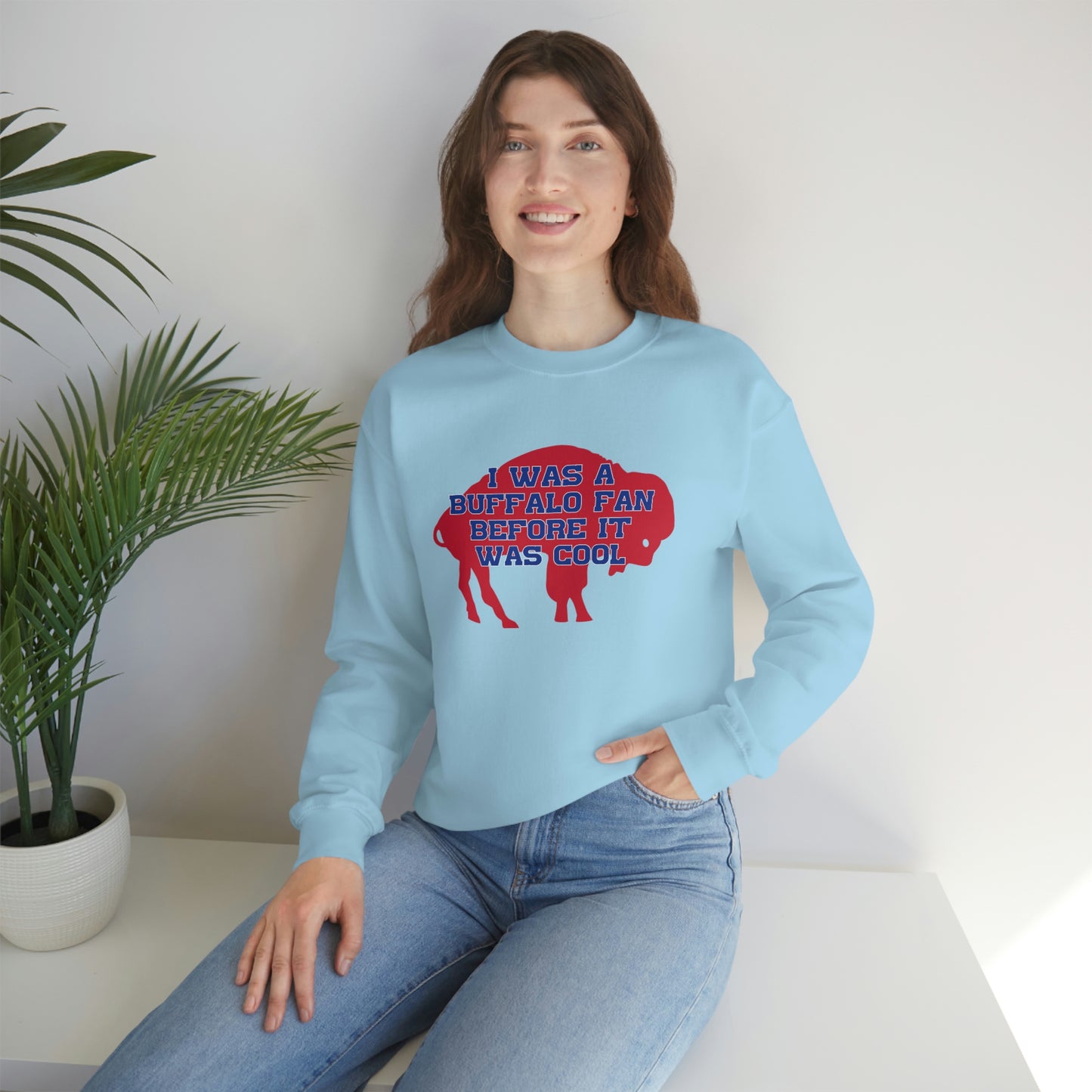 I Was a Buffalo Fan Before it was Cool Retro Red Logo Bills Mafia Football Crewneck Sweatshirt