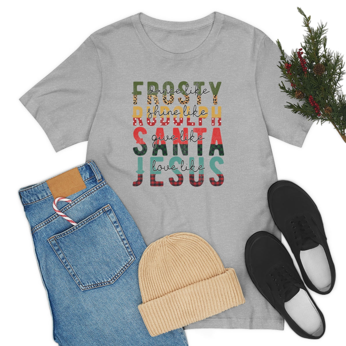 Frosty Rudolph Santa Jesus Christmas Tshirt