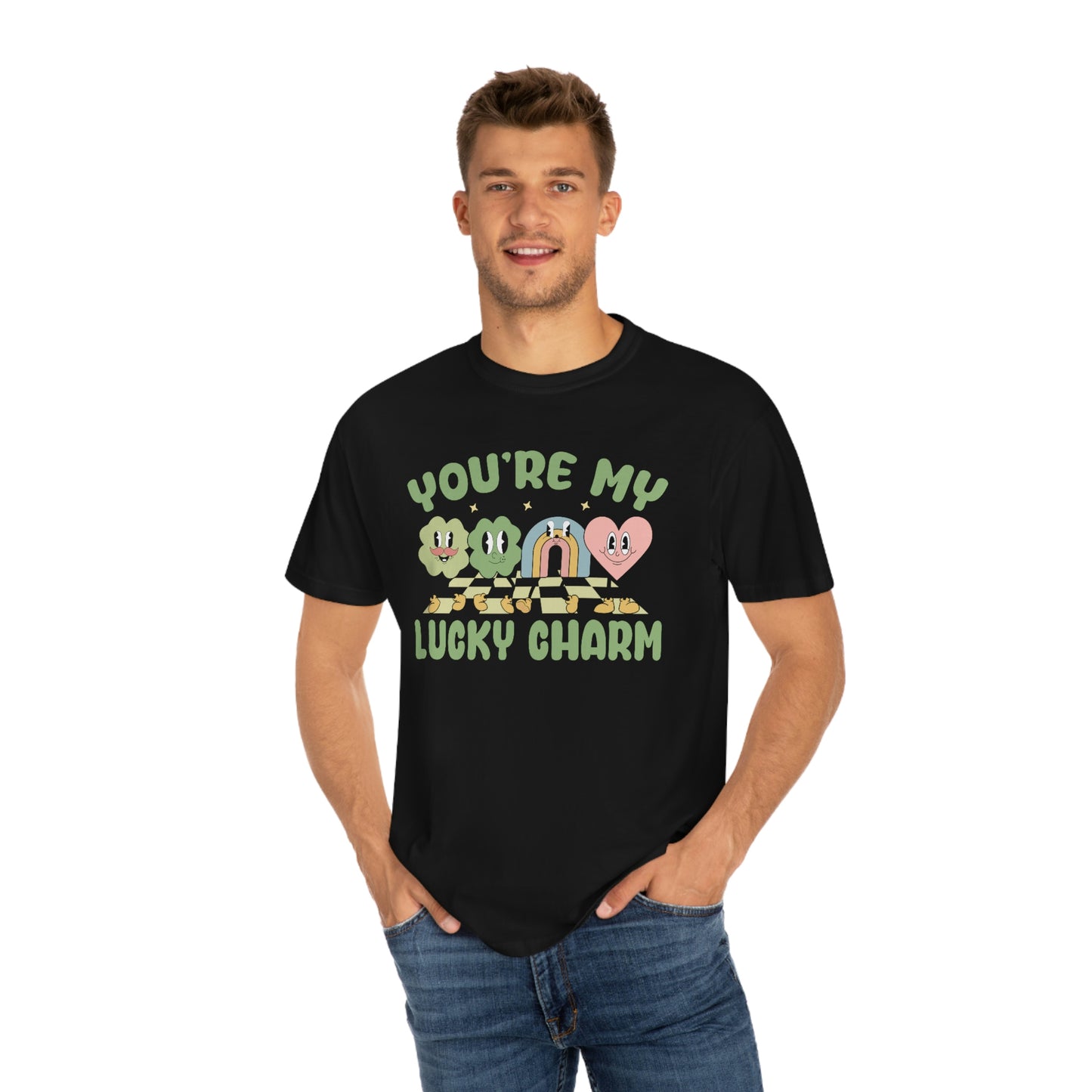 Retro Lucky Charm Rainbow Shamrock St. Pattys Day Tshirt