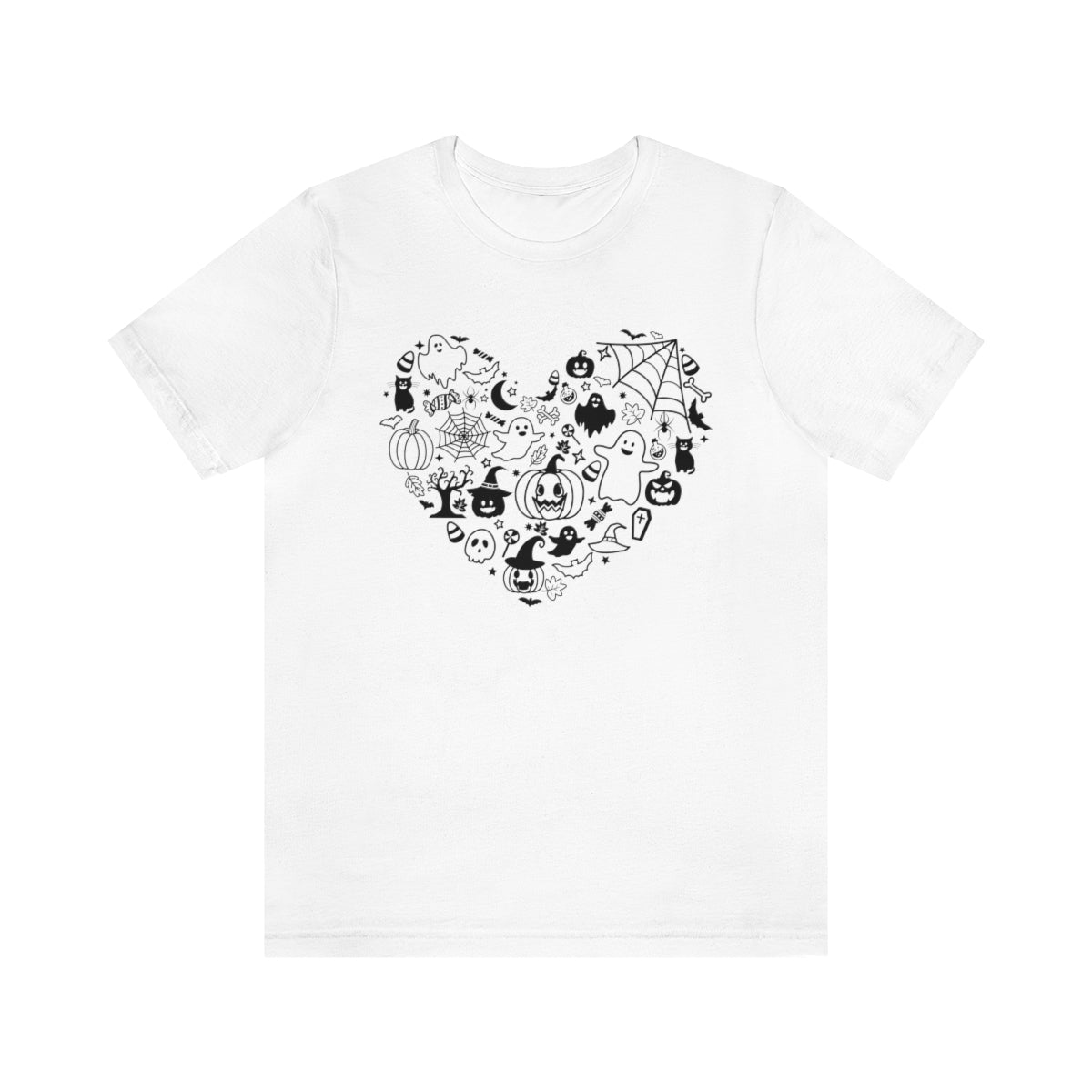 Heart Happy Halloween Tshirt Design on Unisex Jersey Short Sleeve Tee