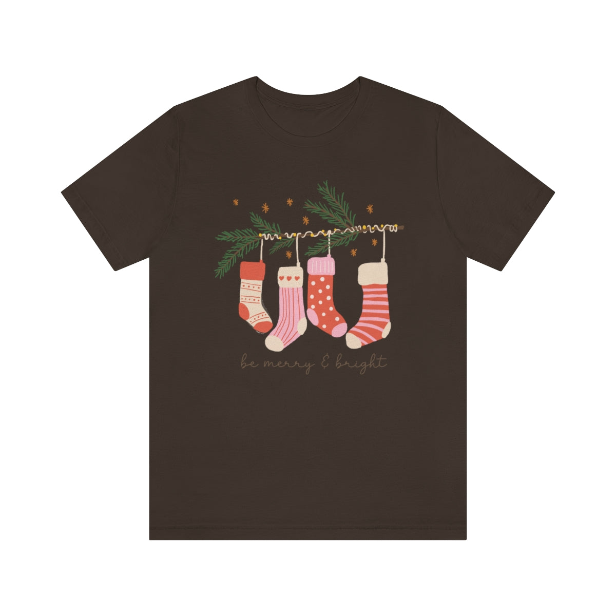 Be Merry & Bright Stockings Christmas Tshirt