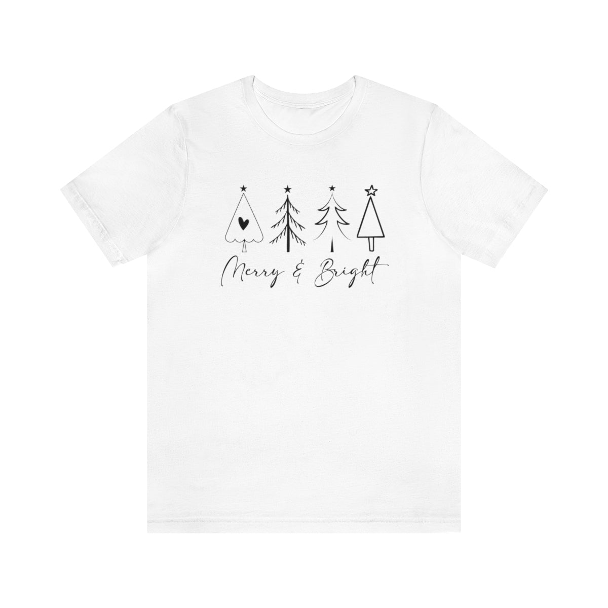 Merry & Bright Delicate Style Lettering Christmas Cute Xmas Holiday Tshirt