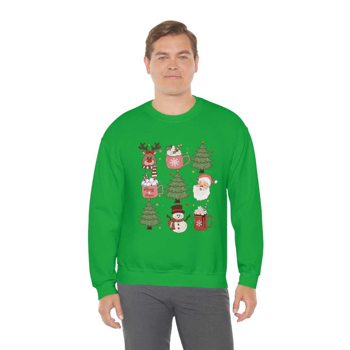 Cute Snowman Santa Reindeer Christmas Xmas Holiday Sweatshirt