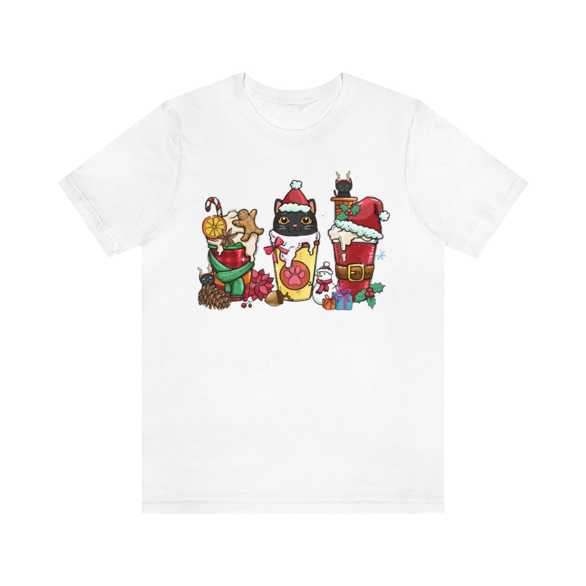 Black Cat Christmas Coffee Xmas Tshirt