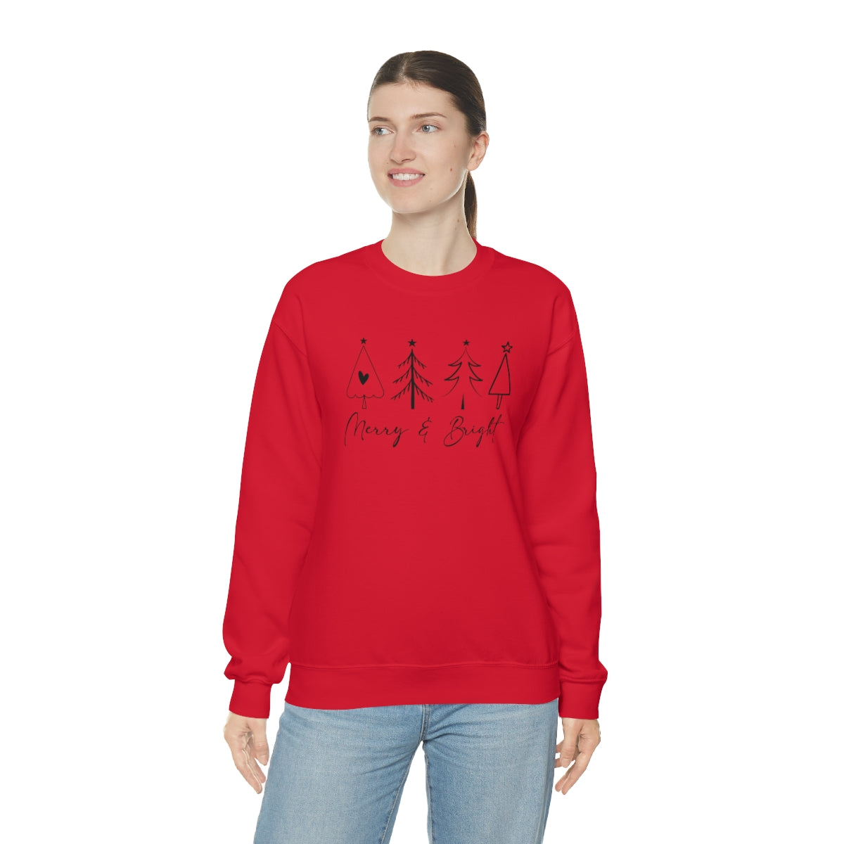 Merry & Bright Simple Christmas Xmas Trees Holiday Sweatshirt