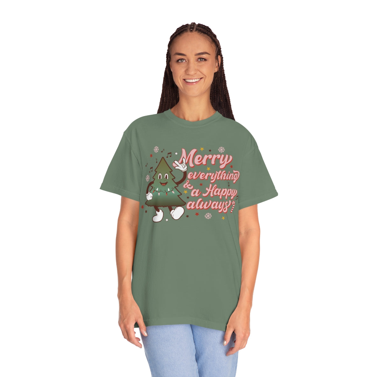 Merry Everything & Happy Always Christmas TeeShirt design on Unisex Garment-Dyed T-shirt