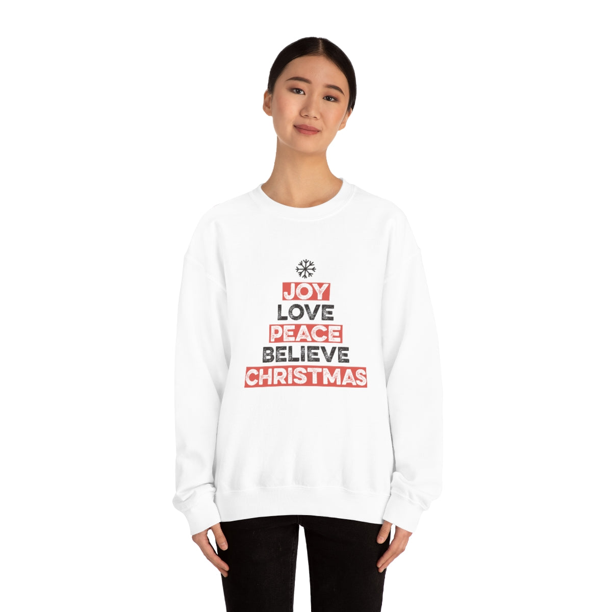 Joy Peace Believe Christmas Snowflake Xmas Holiday Sweatshirt