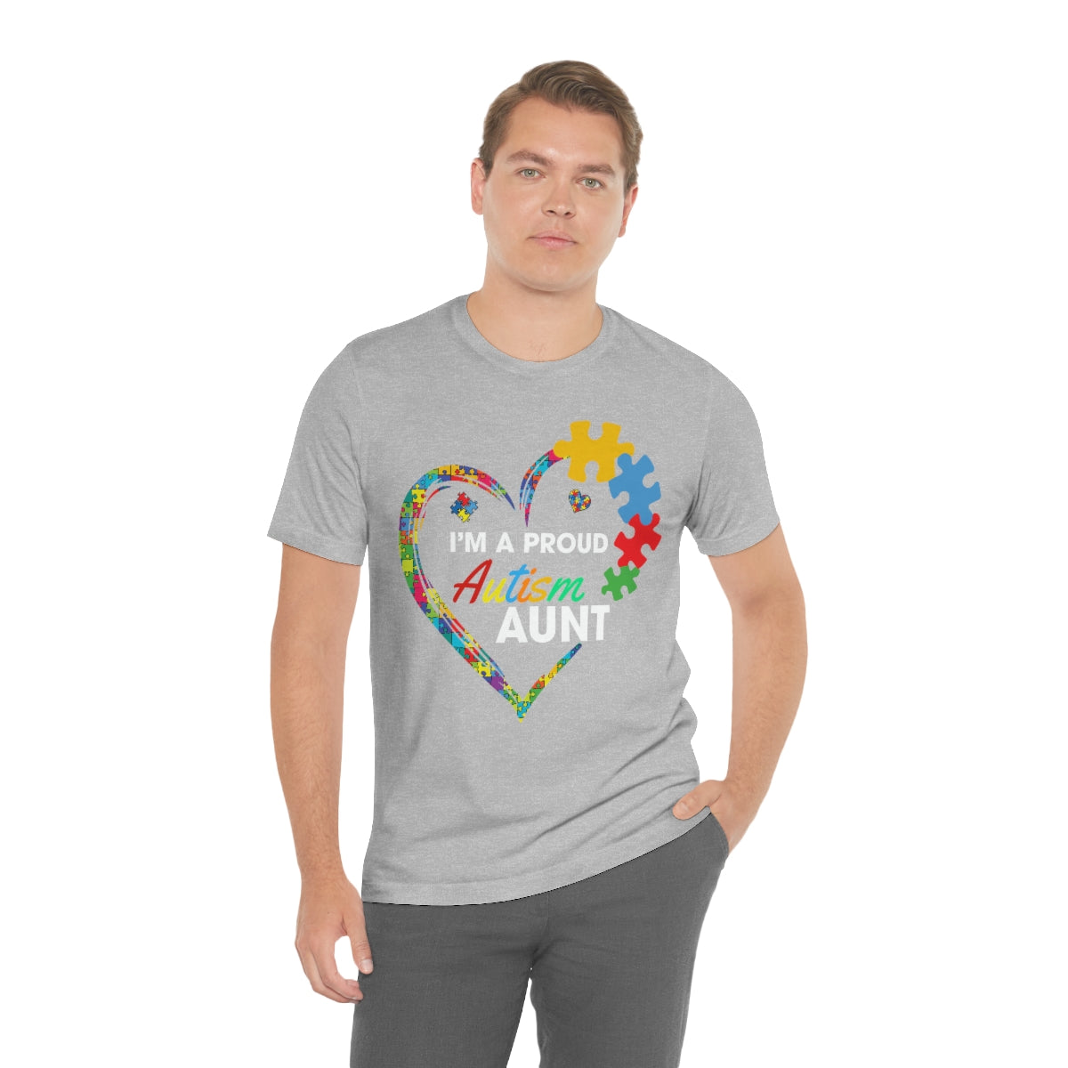 Proud Autism Aunt Heart Puzzle Pieces Tshirt