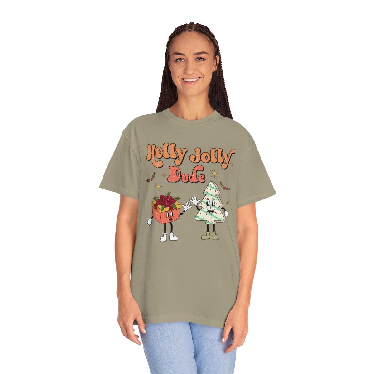 Holly Jolly Dude Retro Christmas Tshirt