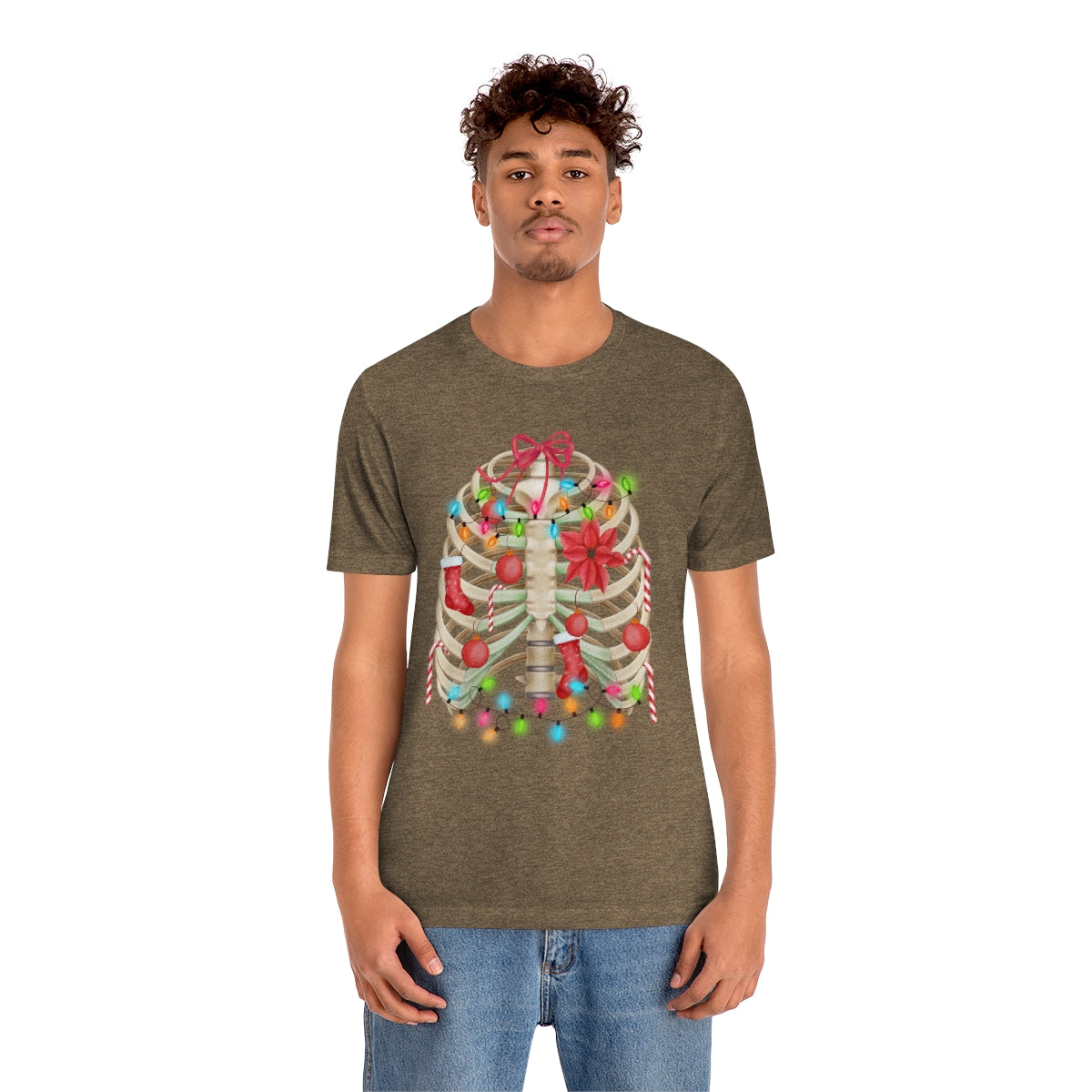 Skeleton Ribcage with Christmas Lights Tshirt