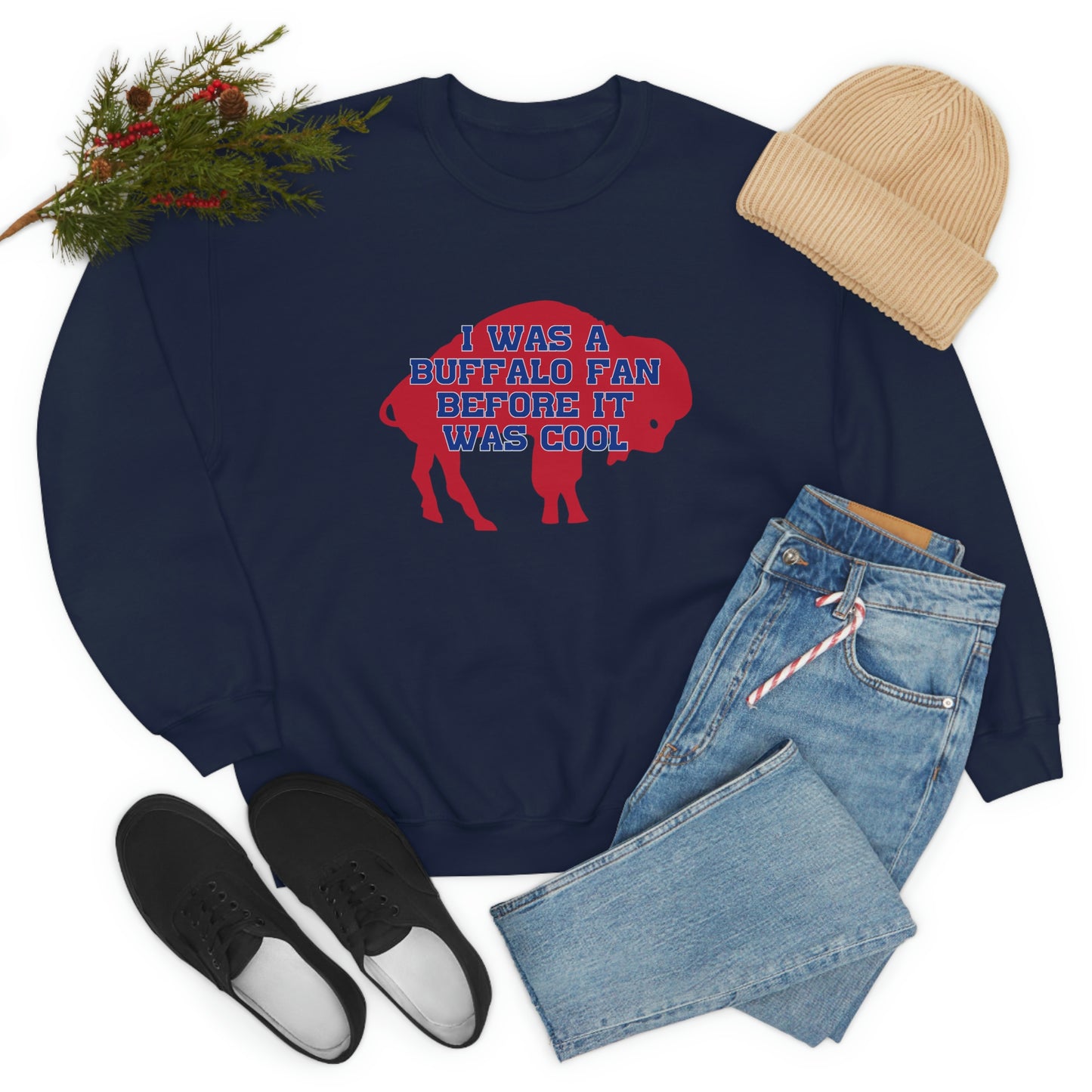 I Was a Buffalo Fan Before it was Cool Retro Red Logo Bills Mafia Football Crewneck Sweatshirt