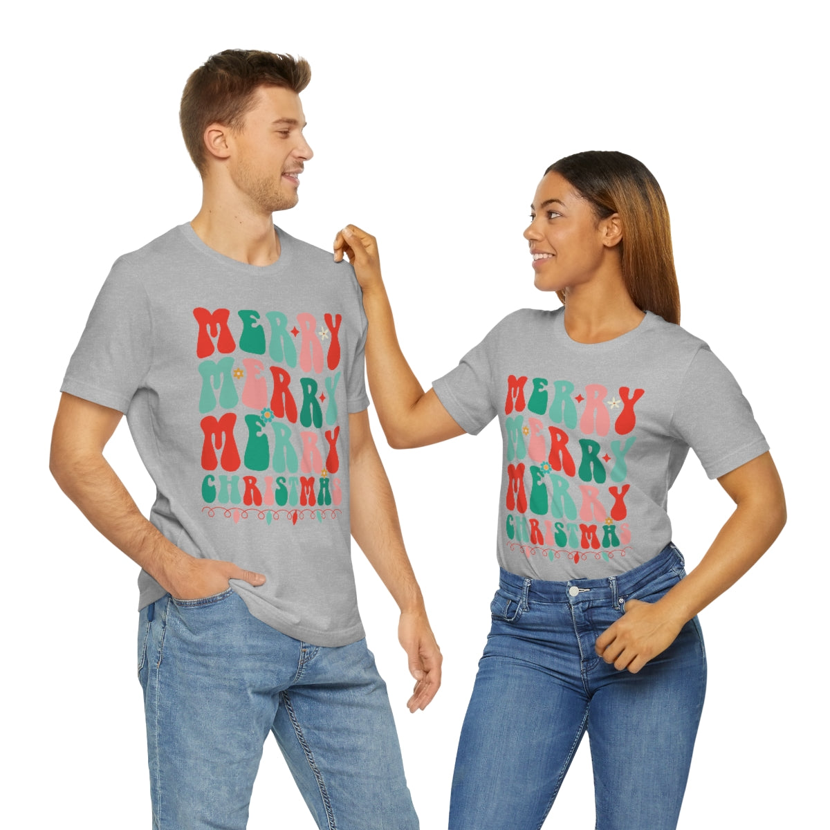 Retro Merry Merry Merry Christmas Xmas Holiday Tshirt