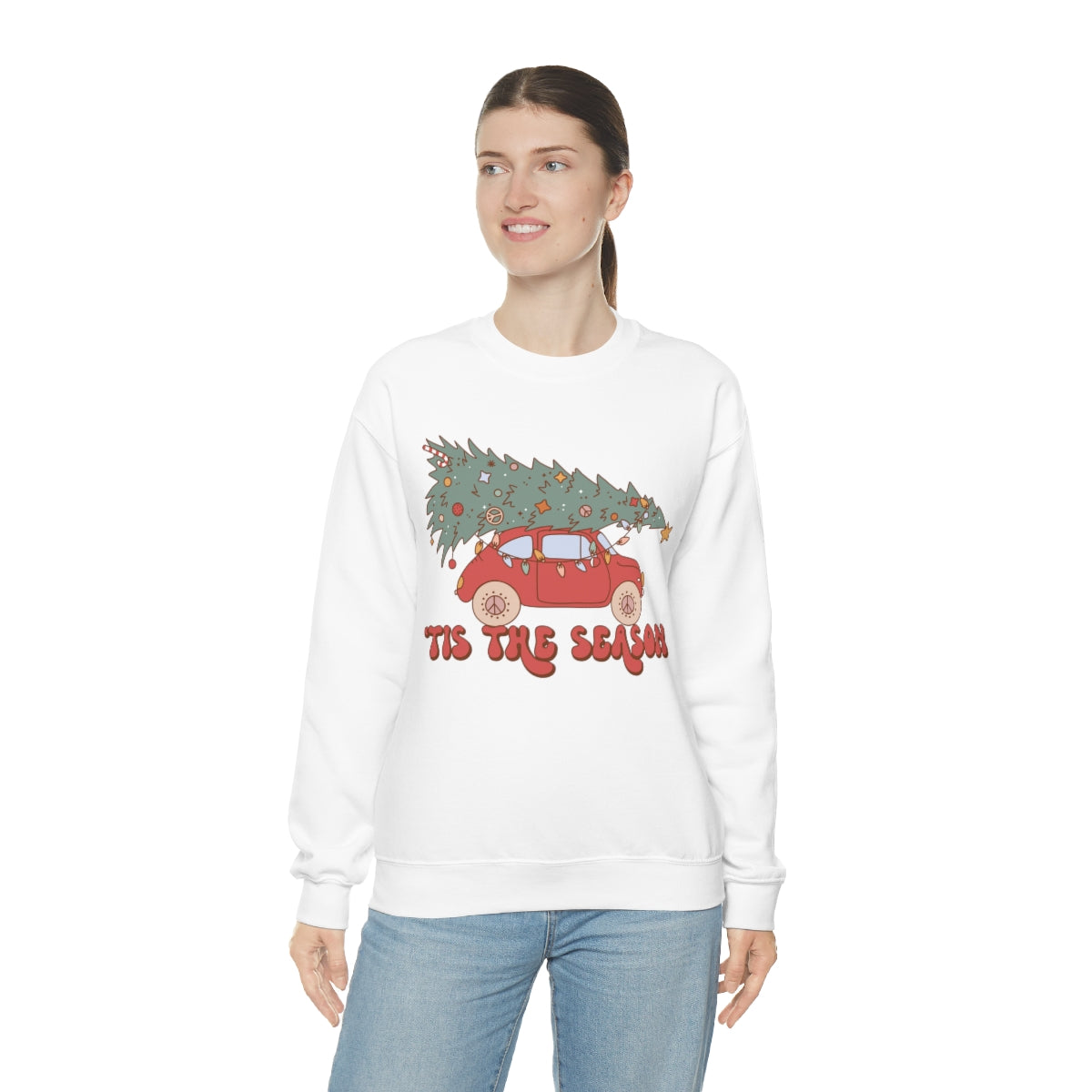 Tis the Season Groovy VW Bug Christmas Xmas Holiday Sweatshirt