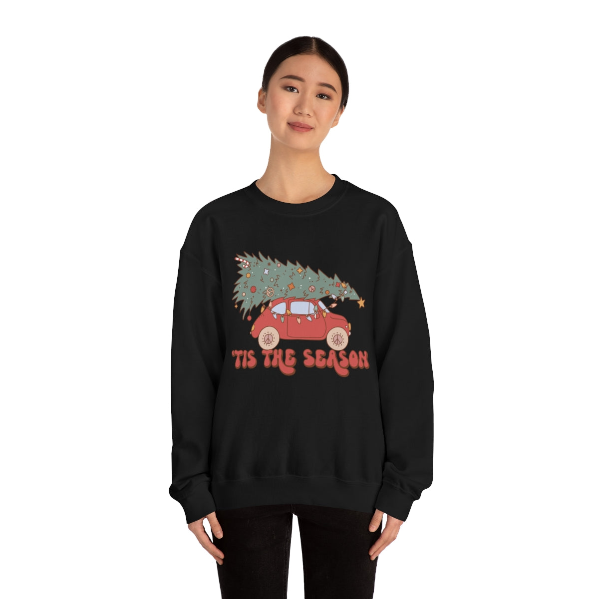 Tis the Season Groovy VW Bug Christmas Xmas Holiday Sweatshirt