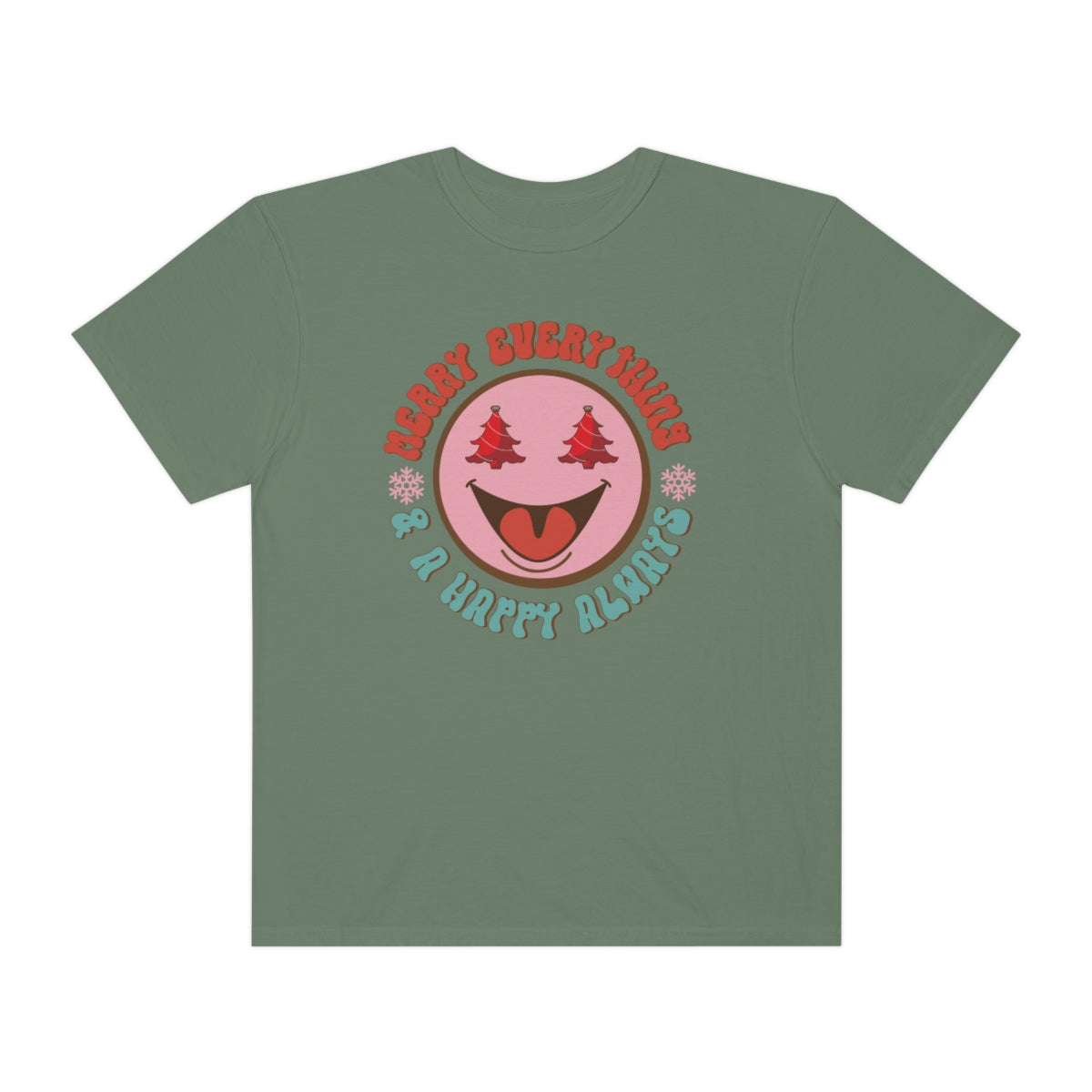 Merry Everything Happy Always Happy Face Retro Christmas Tshirt